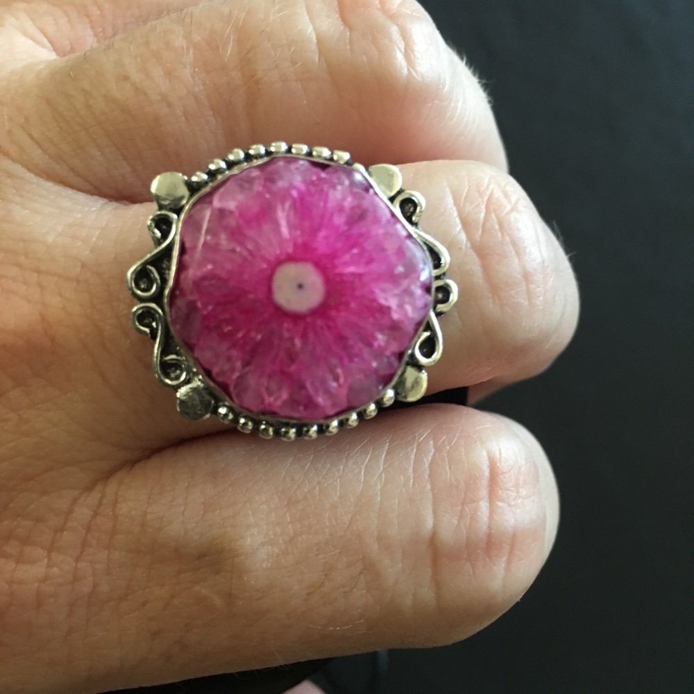 Pretty in Pink Unique Solar Quartz Ring